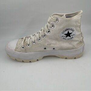 Converse Women’s Chuck Taylor All Star -SZ 8.5 -Hi Lugged White Canvas Shoes